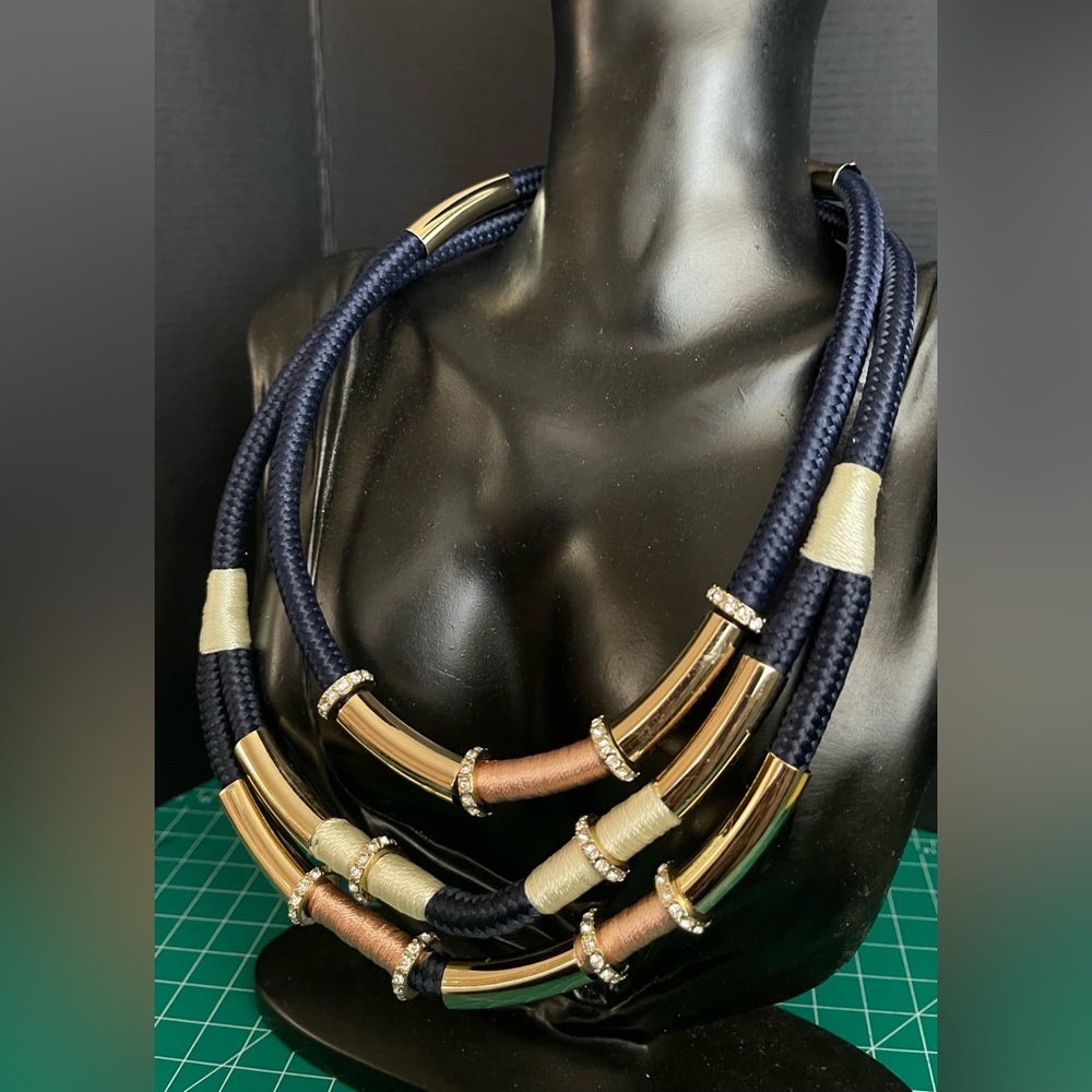 Ann Taylor Statement Multi Strand Braided Gold To… - image 3